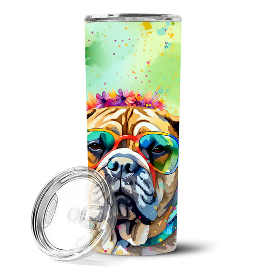 Bullmastiff Hippie Dawg Stainless Steel Skinny Tumbler - WanderMart Co.