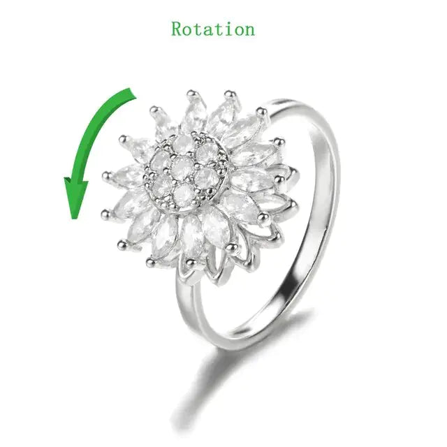 Crystal Sunflower Rings For Women - WanderMart Co.