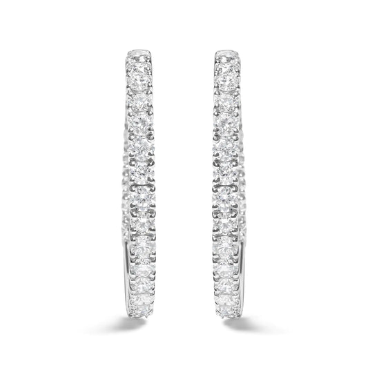 14K White Gold 5.00 Cttw Lab Grown Diamond Inside Out Hoop Earrings (F-G Color, VS1-VS2 Clarity) - WanderMart Co.