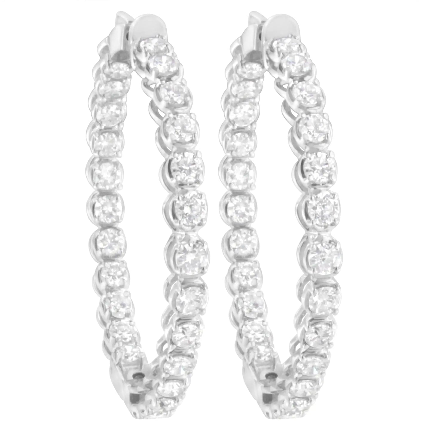 14K White Gold 7.0 Cttw Diamond 1-¾ Inside Out Hinged Leverback Hoop Earrings (I-J Color, I2-I3 Clarity) - WanderMart Co.