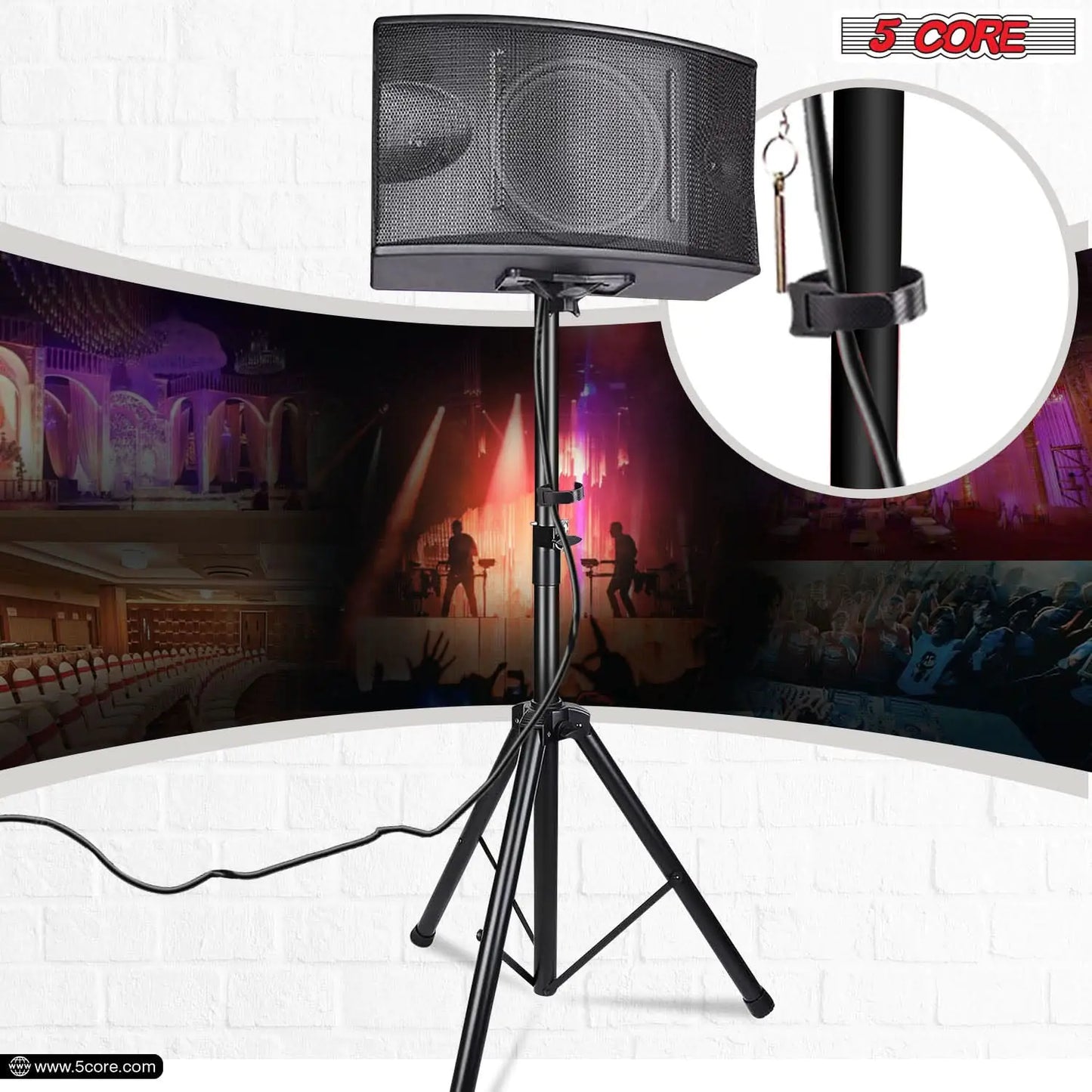 5 Core Speaker Stand Tripod Heavy Duty Adjustable Up to 72 Inch DJ Studio Monitor Stands Pole Mount Black - WanderMart Co.