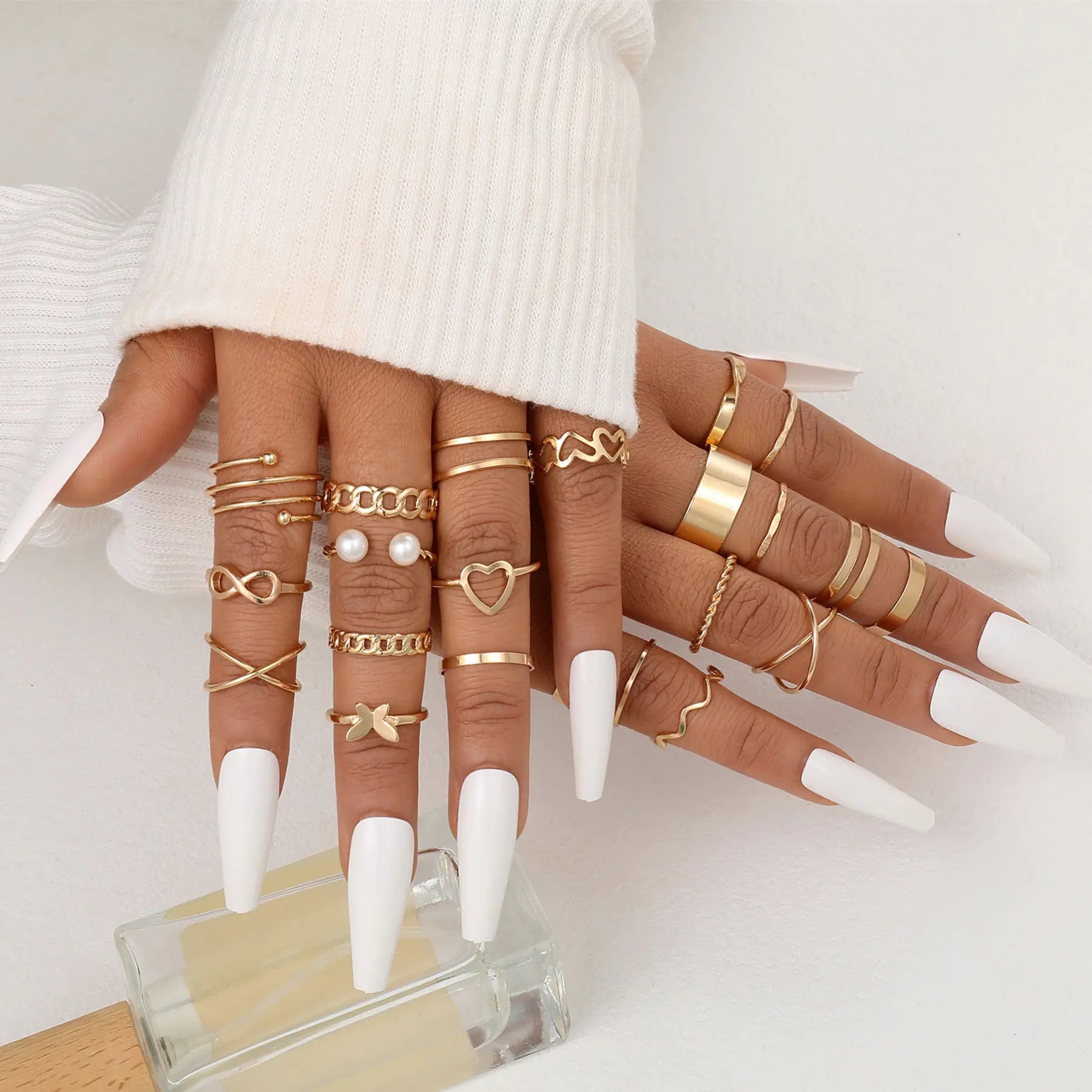 Gold Geometric Ring Set - WanderMart Co.