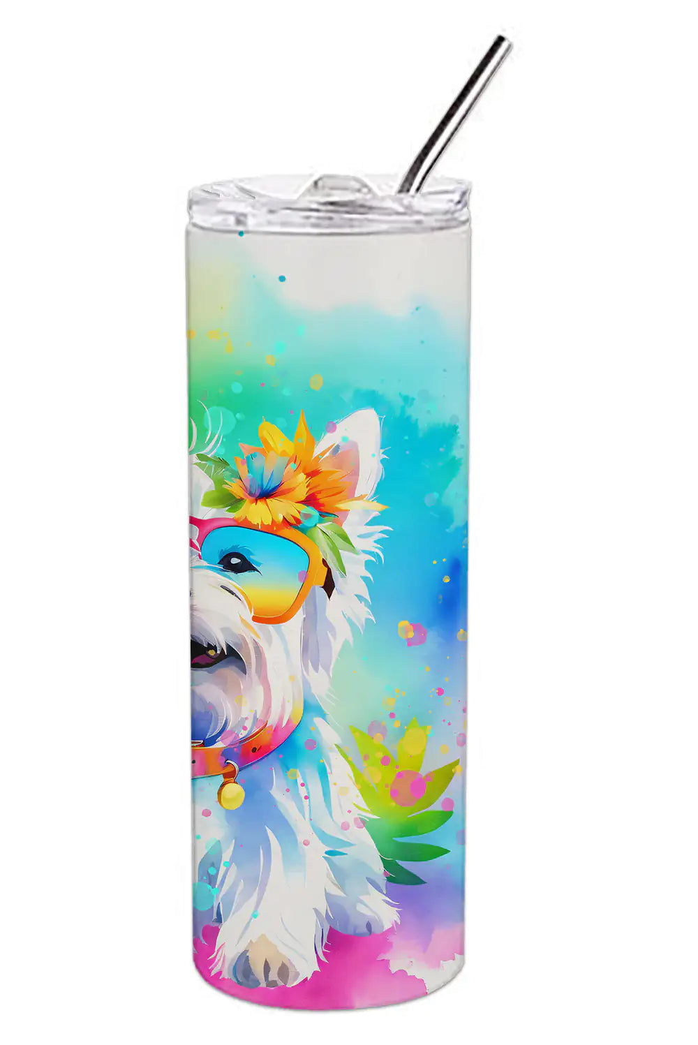 Westie Hippie Dawg Stainless Steel Skinny Tumbler - WanderMart Co.