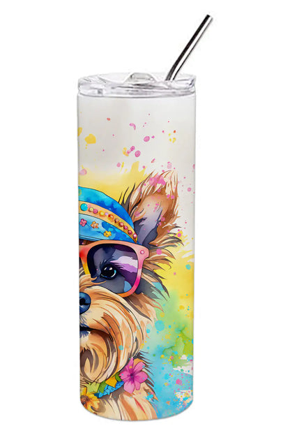 Yorkshire Terrier Hippie Dawg Stainless Steel Skinny Tumbler - WanderMart Co.