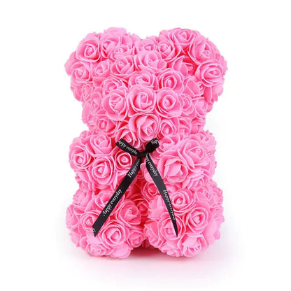 25cm Rose Teddy Bear From Flowers Bear With Flowers Red Rose Bear - WanderMart Co.