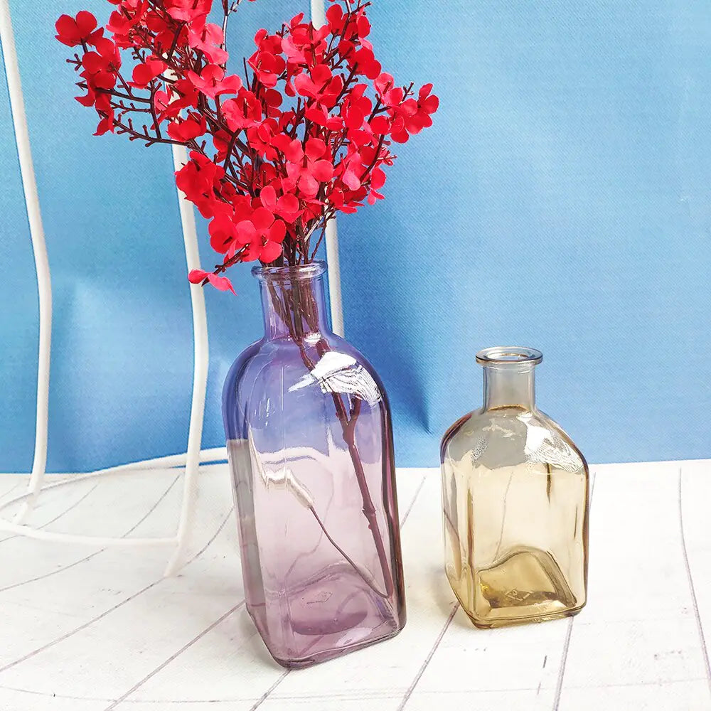 Colorful Glass Vase Transparent Simple Glass Bottle - WanderMart Co.