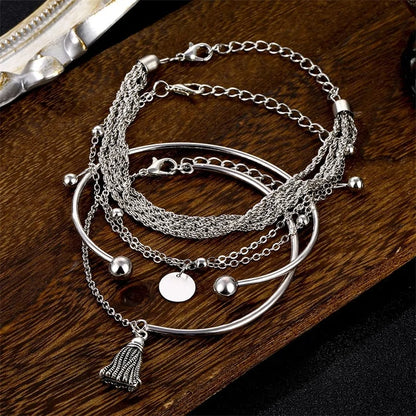 Bohemian Tassel Round Bracelet Set