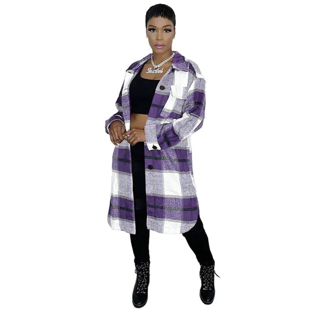 Elegant Checkered Coat - WanderMart Co.