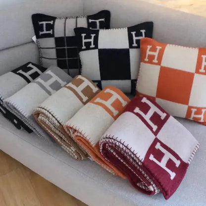 Luxury H Blanket & Pillows - WanderMart Co.