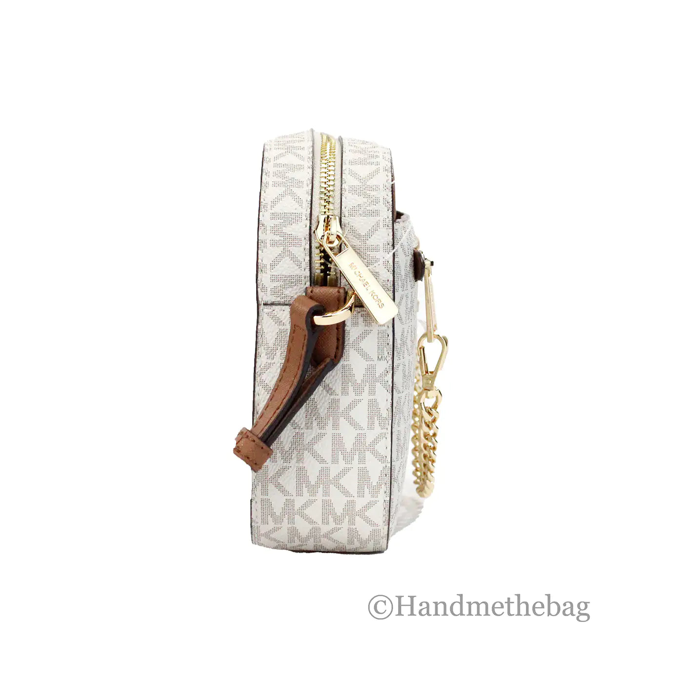 Michael Kors Jet Set EW Vanilla PVC Zip Chain Crossbody - WanderMart Co.