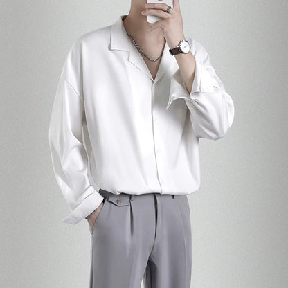 Men's Loose Casual Draped Ice Silk Shirt - WanderMart Co.