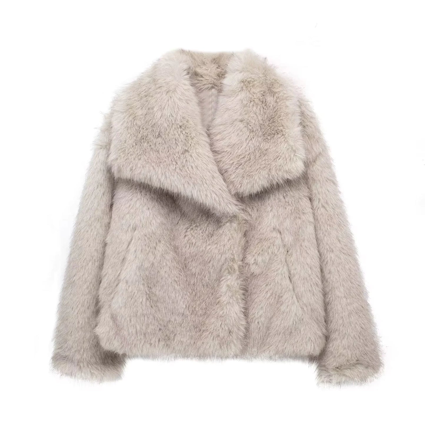 Women's Faux Fox Fur Coat: Luxe Furry Jacket for Autumn and Winter - WanderMart Co.