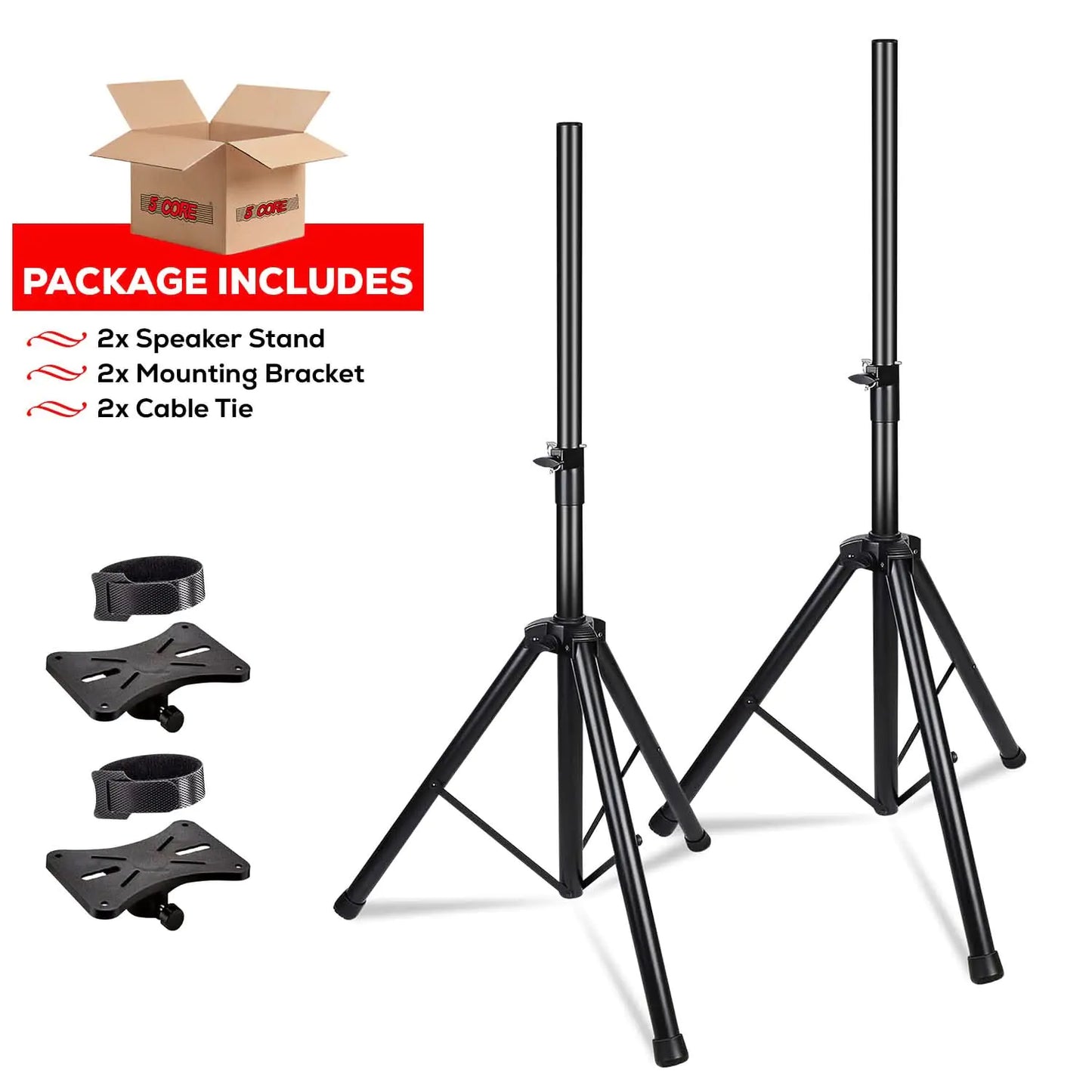 5 Core Speaker Stand Tripod Heavy Duty Adjustable Up to 72 Inch DJ Studio Monitor Stands Pole Mount Black - WanderMart Co.