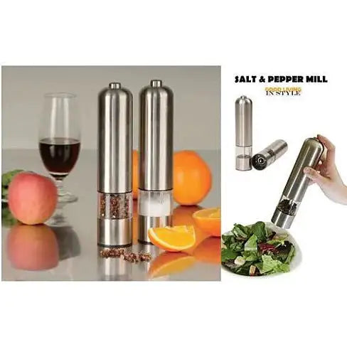 You and Me Salt or Pepper Mills With Electric Dispenser In Stainless Steel - WanderMart Co.