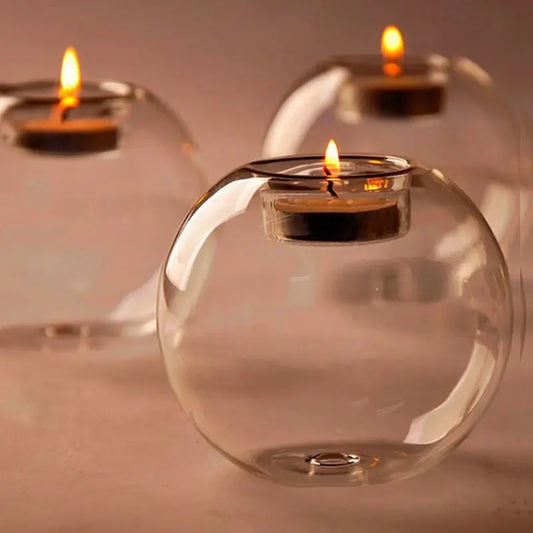 Transparent Glass Candle Holder - WanderMart Co.