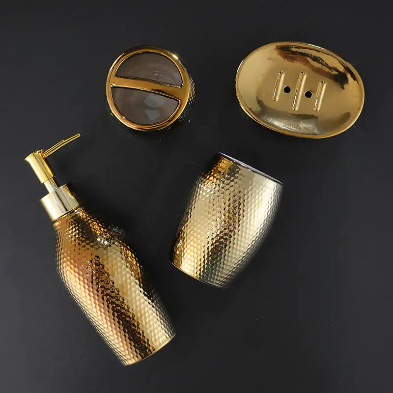 Golden Ceramic 4-Piece Bathroom Set - WanderMart Co.