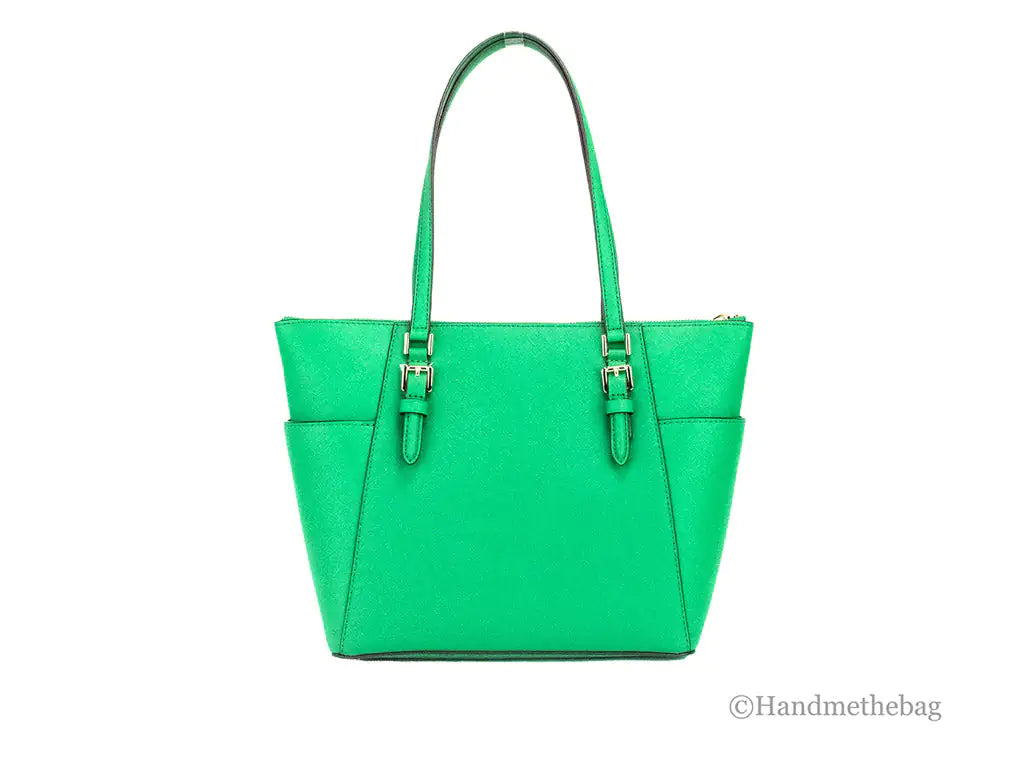 Michael Kors Charlotte Palmetto Green Large Top Zip Tote - WanderMart Co.